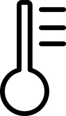 Outline thermometer icon, representing temperature, climate, or weather measurement. Ideal for apps, forecasts, and infographics