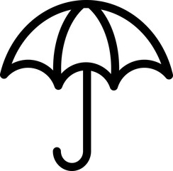 Simple umbrella line icon for rain protection, ideal for weather, travel, or forecast applications
