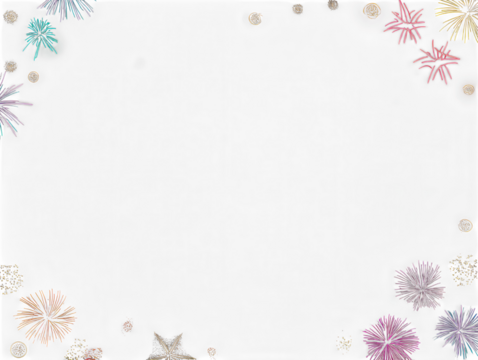 Colorful fireworks burst in celebration against a dark night sky isolated on transparent background