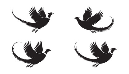 Obraz premium Elegant silhouettes of flying pheasants representing freedom and wildlife in a simple vector design