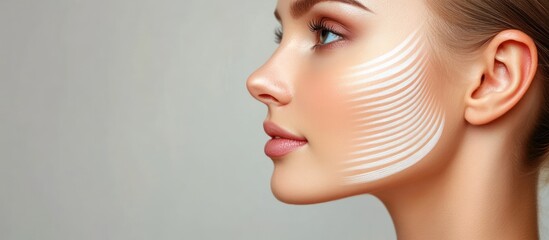 Woman's face profile showcasing facial contouring lines.