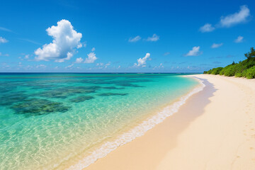 Obraz premium Tropical Okinawan beach with emerald green sea and white sand