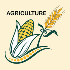 Illustration of corn and wheat representing agriculture and farming