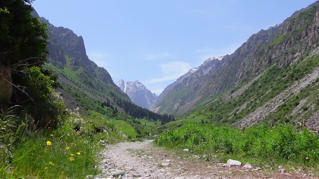 Beautiful mountainous landscapes inside Ala Archa National Park, Kyrgyzstan