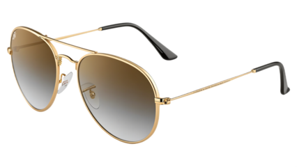 A pair of gold aviator sunglasses isolated on transparent background, exuding a classic and stylish appeal