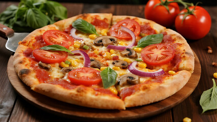 pizza with tomatoes and olives