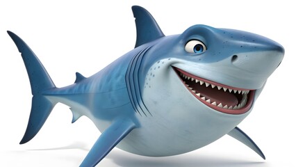 Obraz premium Friendly Cartoon Shark Character with Big Smile and Happy Expression