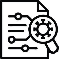document analysis icon with magnifying glass and virus detection technology symbol
