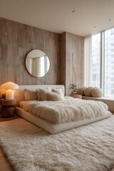 Modern bedroom with plush textures