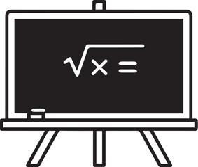 Blackboard Icon Minimal Thin Line Classroom Education Symbol
