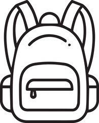 Backpack Icon – Minimal Thin Line Black and White Education Symbol
