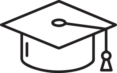 Graduation Cap Icon Minimal Black and White Thin Line Education Symbol
