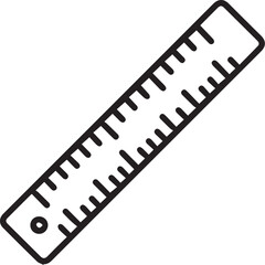 Ruler Icon Thin Line Black and White School Supplies Vector
