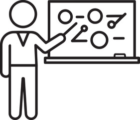Teacher Icon Thin Line Black and White Classroom Instructor Symbol

