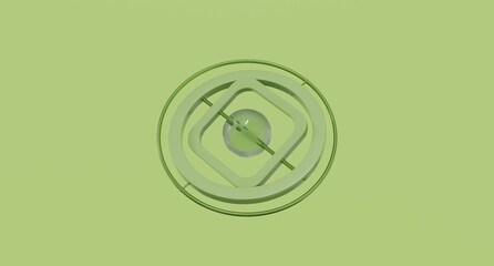 Monochrome green 3D abstract composition featuring a mix of spheres and geometric shapes in dynamic arrangement, perfect for digital design, branding visuals, motion graphics