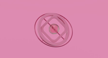 Monochrome pink 3D abstract composition featuring a mix of spheres and geometric shapes in dynamic arrangement, perfect for digital design, branding visuals, motion graphics