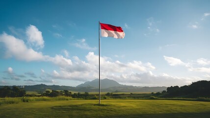 flags on a green grass