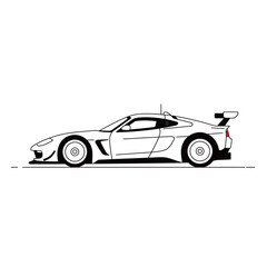black and white silhouette vector of a racing car on a white background