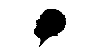 Democritus portrait, black isolated silhouette