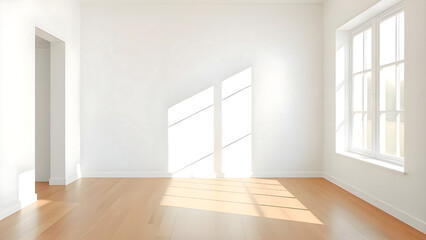 Obraz premium Empty White Room with Wooden Floor 