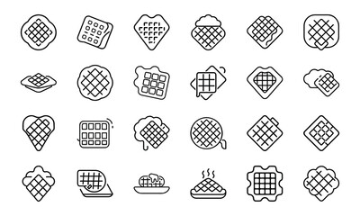 Food and Drink Line Icons Set – Fast Food, Burger, Pizza, Hotdog, Sandwich, Cupcake, Muffin, Ice Cream, Salad, Cheese, Bread, Fruits and Vegetables Outline Vector Illustrations