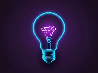 Glowing neon lightbulb idea concept sparking innovation and creative thinking for business