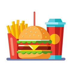 Burger Meal Combo Vector
