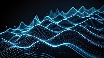 Dynamic glowing data visualization waves representing analysis and modern technology