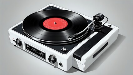 Fototapeta premium Modern turntable playing vinyl record, a stylish design for music lovers and audio enthusiasts