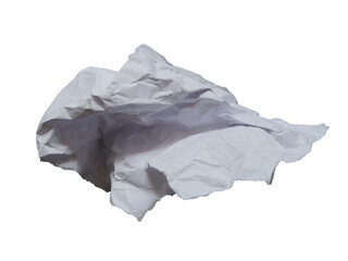 Crumpled trash paper closeup View. Wrinkled white paper with alpha channel. Can be used as elements for design projects. 