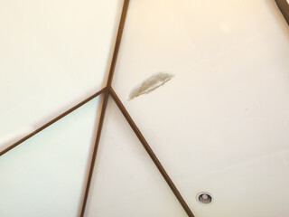 Roof leak cause Ceiling stain, Ceiling water damage.
