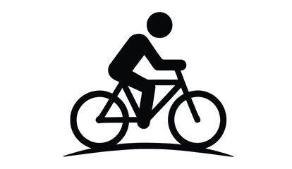 Obraz premium Flat Silhouette Of Man Riding Bicycle