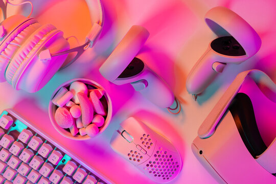 Keyboard with marshmallows and accessories