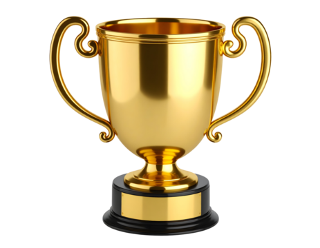 Gold trophy with transparent background