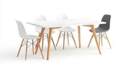 Modern Minimalist Dining Table Set with Wooden Legs and Chairs