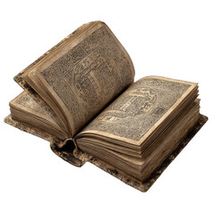 Obraz premium Ancient Open Book with Intricate Illuminated Manuscript Pages.