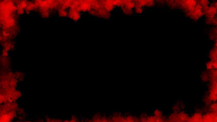 Red smoke frame white flame . Border fog mist texture effect for film , text or space