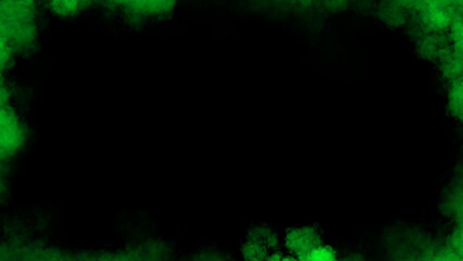 Green smoke frame white flame . Border fog mist texture effect for film , text or space