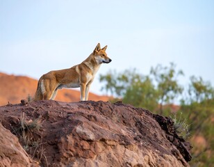 Reddishbrown Wild Dog Stands