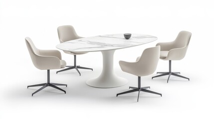 Modern minimalist dining table with elegant chairs in bright space