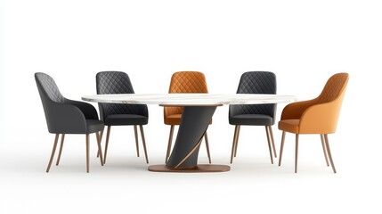 Obraz premium Modern Dining Table with Stylish Chairs in Minimalist Setting