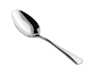 Polished Stainless Steel Spoon with Reflective Surface.