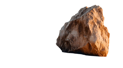 Large sandstone rock, warm light, isolated on transparent background