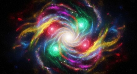 Colorful Spiral Galaxy with Bright Stars and Vibrant Nebula in Deep Space