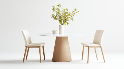 Modern Minimalist Dining Setup with Wooden Table and Chairs