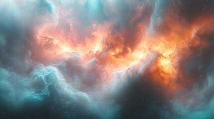 Obraz premium Radiant colors and swirling cosmic clouds fill the sky, creating a mesmerizing spectacle