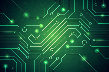 Green Futuristic Circuit Board Design with Glowing Lights for High Tech Industries and Modern Innovation concept