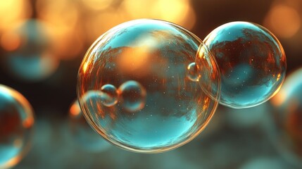 Colorful bubbles float in the warm sun, creating a dreamy outdoor ambiance