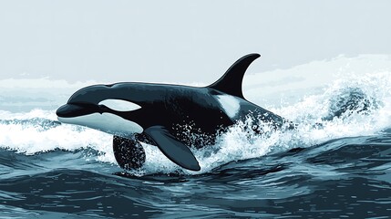 Fototapeta premium Orca leaping through waves