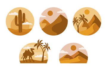 Collection of summer boho desert emblems